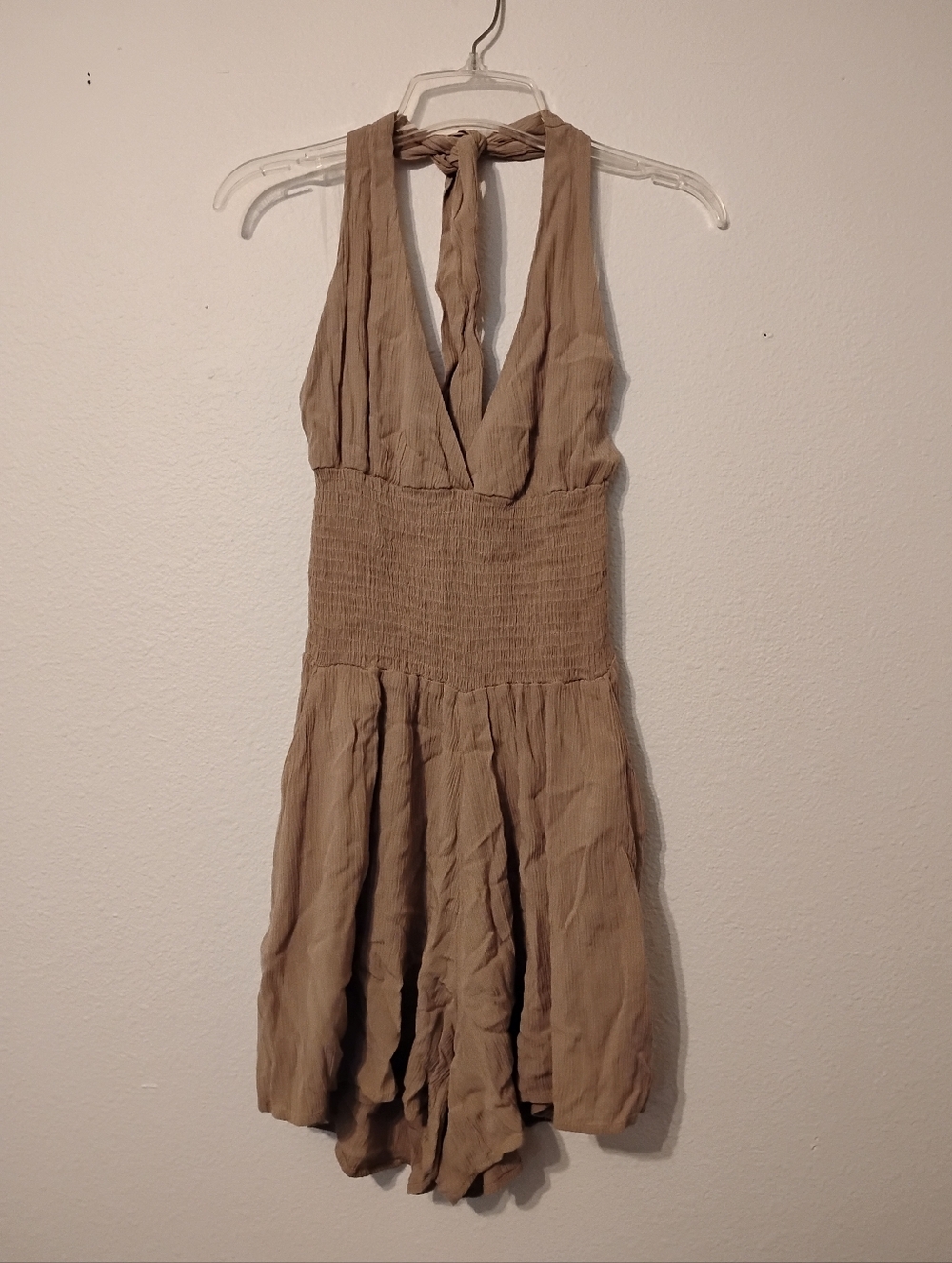 Final Touch Dainty Hooligan Halter Smocked Waist Open Back Summer Romper